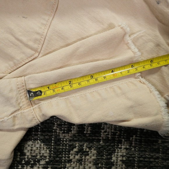 LC Lauren Conrad Women's Denim Shorts Beige Khaki Frayed Hem Casual Size 14 - Picture 9 of 10